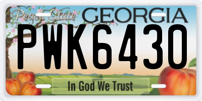 GA license plate PWK6430