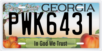 GA license plate PWK6431