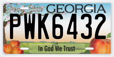 GA license plate PWK6432