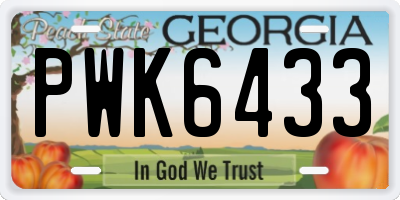 GA license plate PWK6433