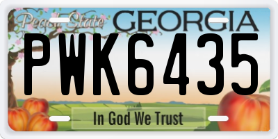 GA license plate PWK6435
