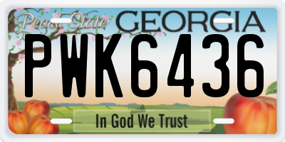GA license plate PWK6436