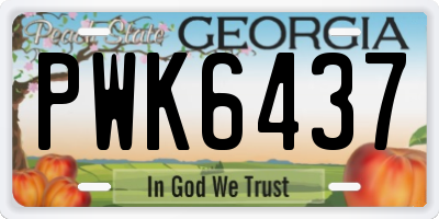 GA license plate PWK6437