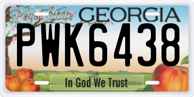 GA license plate PWK6438