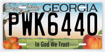 GA license plate PWK6440