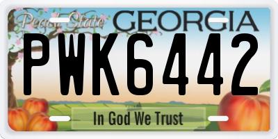 GA license plate PWK6442