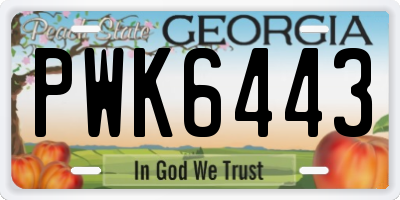 GA license plate PWK6443