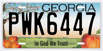 GA license plate PWK6447