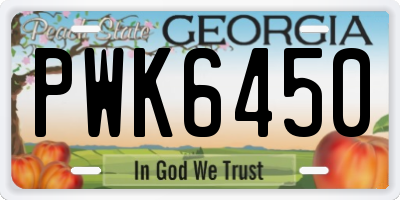 GA license plate PWK6450