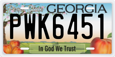 GA license plate PWK6451