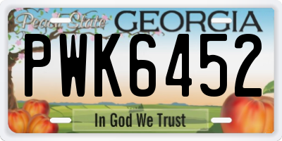 GA license plate PWK6452