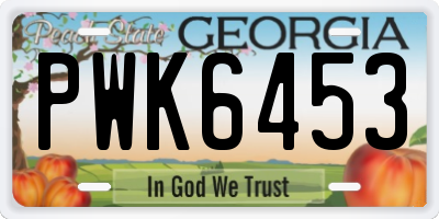 GA license plate PWK6453