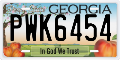 GA license plate PWK6454