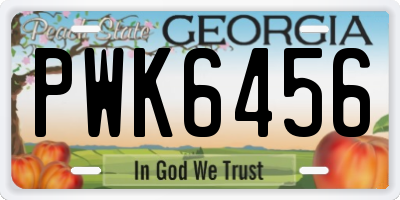GA license plate PWK6456