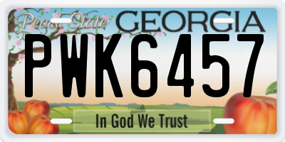 GA license plate PWK6457