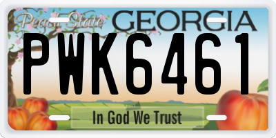 GA license plate PWK6461