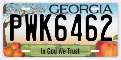 GA license plate PWK6462