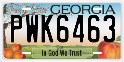 GA license plate PWK6463