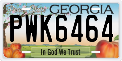 GA license plate PWK6464