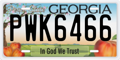 GA license plate PWK6466