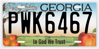 GA license plate PWK6467