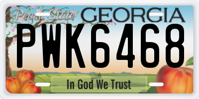 GA license plate PWK6468