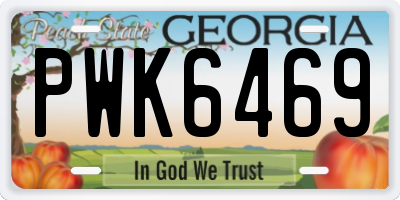 GA license plate PWK6469