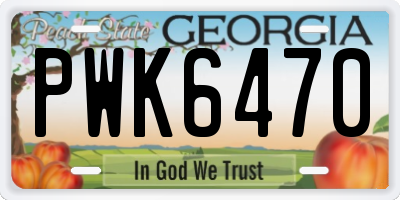 GA license plate PWK6470