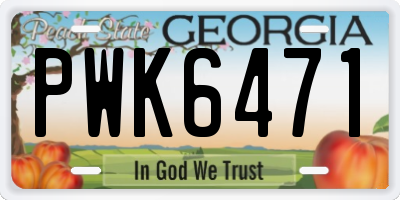 GA license plate PWK6471