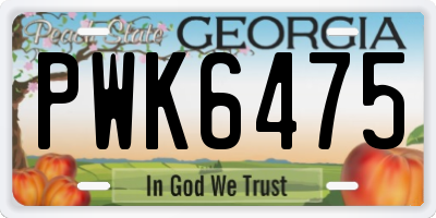 GA license plate PWK6475