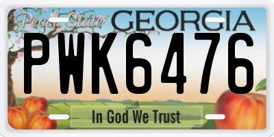 GA license plate PWK6476