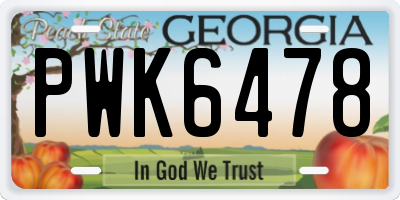 GA license plate PWK6478