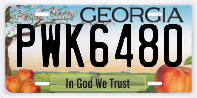 GA license plate PWK6480