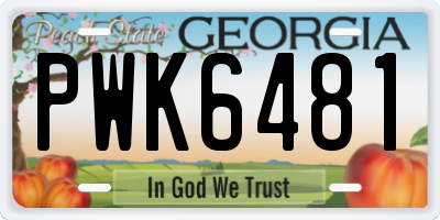 GA license plate PWK6481