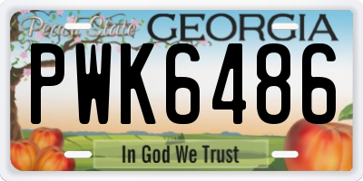 GA license plate PWK6486