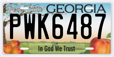 GA license plate PWK6487