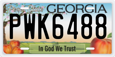 GA license plate PWK6488
