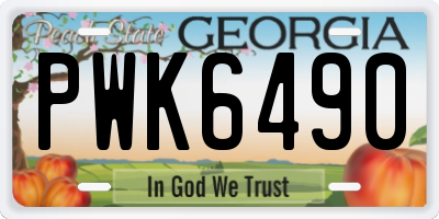 GA license plate PWK6490