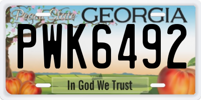 GA license plate PWK6492