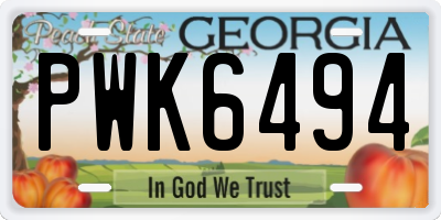 GA license plate PWK6494