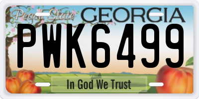 GA license plate PWK6499