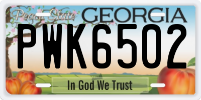 GA license plate PWK6502