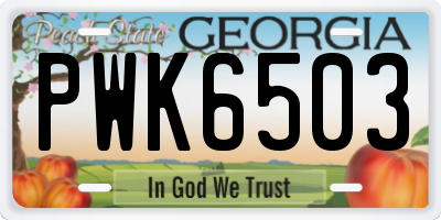 GA license plate PWK6503