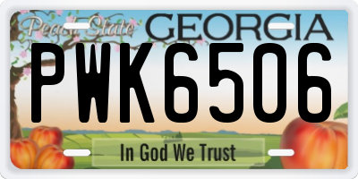 GA license plate PWK6506