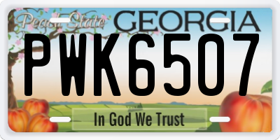 GA license plate PWK6507