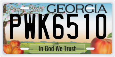 GA license plate PWK6510