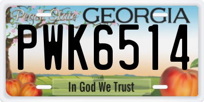 GA license plate PWK6514