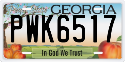 GA license plate PWK6517