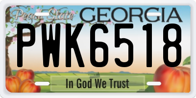 GA license plate PWK6518