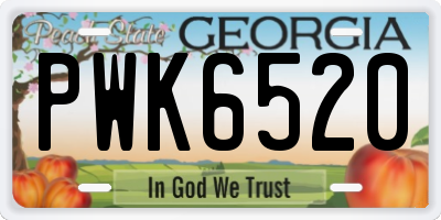GA license plate PWK6520
